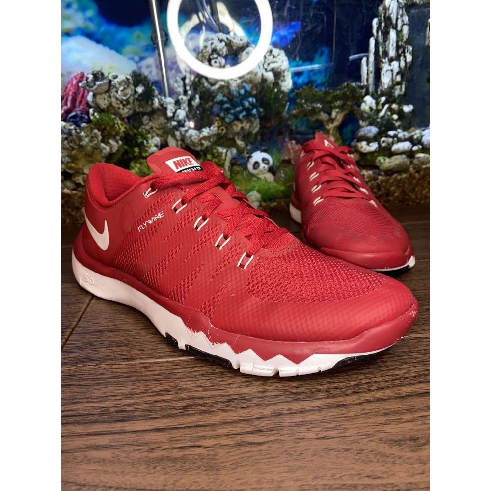 12.5 Nike Flywire 723987-610 Red Lace Running Sneakers Shoes Mens Size 12.5